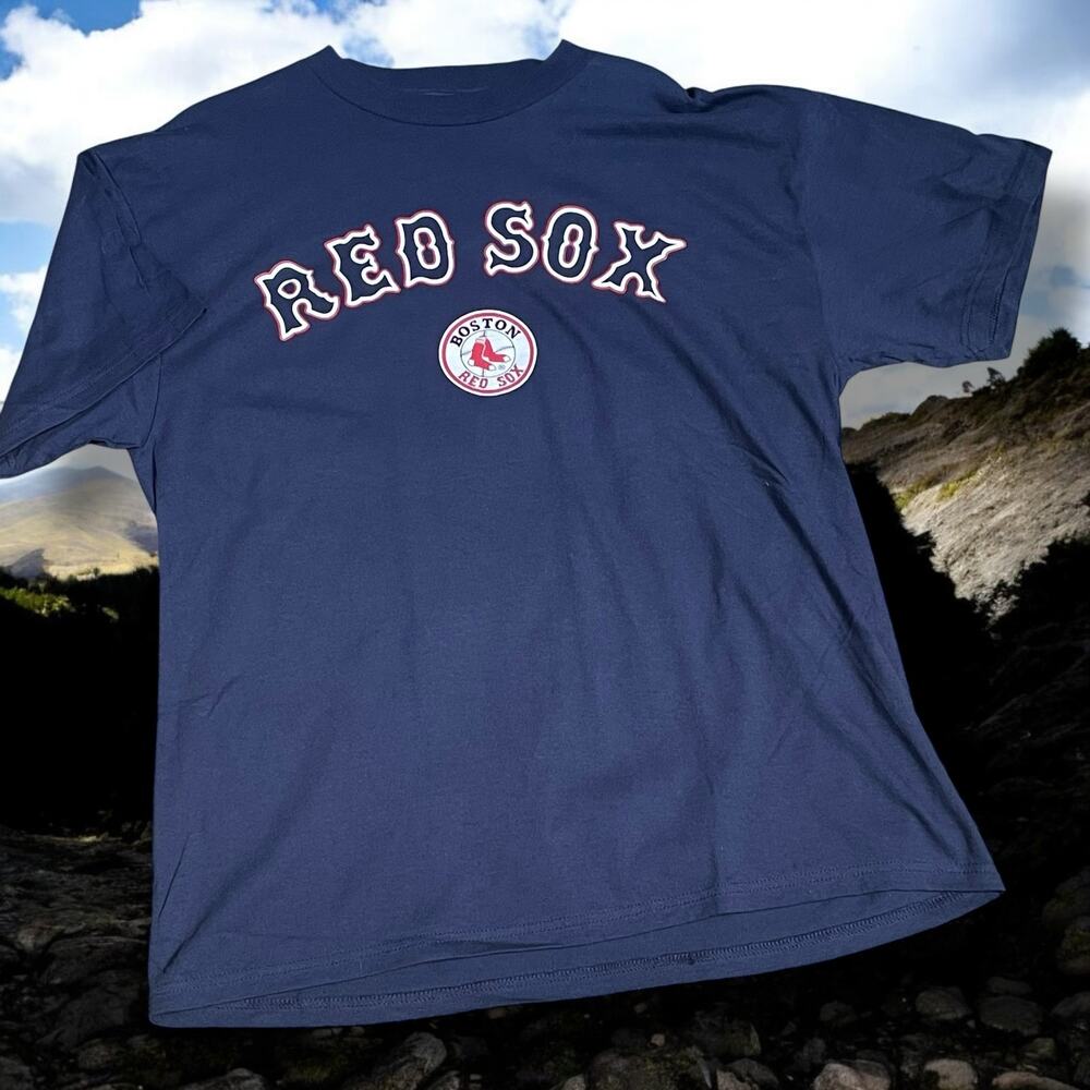 MLB Boston Red Sox Mens Large T-Shirt Delta Pro Weight Baseball Blue Cotton Tee